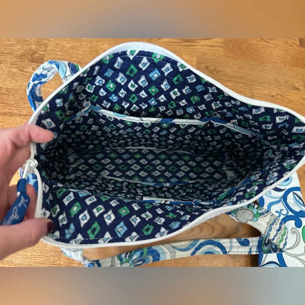 Vera Bradley Little Betsy Blue and Green Patterned Tote Bag